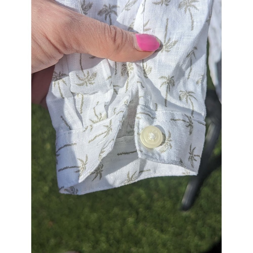 Long Sleeve Summer Button-up Top Palm Trees CORE Life Linen Small SM S - Picture 6 of 8